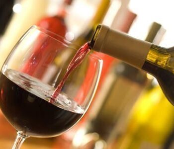 A glass filled with wine