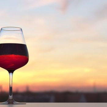 Wine glass at sunset